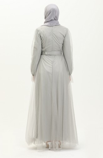 Geschröpftes Tüll-Abendkleid 2454-08 Grau 2454-08