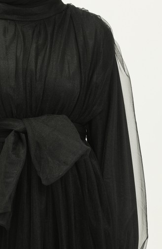 Tüll-Abendkleid mit gerafftem Rock 2456-01 Schwarz 2456-01