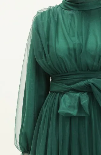 Tüll-Abendkleid mit gerafftem Rock 2456-02 Smaragdgrün 2456-02