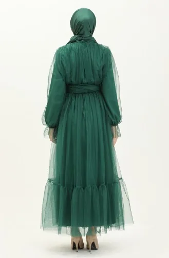 Tüll-Abendkleid mit gerafftem Rock 2456-02 Smaragdgrün 2456-02