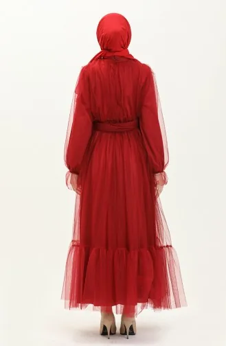 Tüll-Abendkleid mit gerafftem Rock 2456-05 Burgunderrot 2456-05