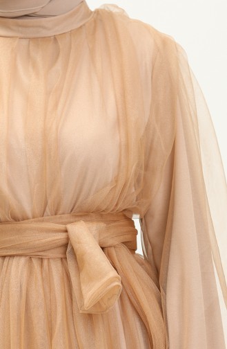 Tüll-Abendkleid mit gerafftem Rock 2456-06 Milchkaffee 2456-06