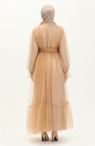 Tüll-Abendkleid mit gerafftem Rock 2456-06 Milchkaffee 2456-06