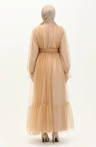 Tüll-Abendkleid mit gerafftem Rock 2456-06 Milchkaffee 2456-06