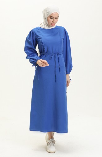 فستان بتصميم ربطة الأكمام 70044-02 أزرق ملكي 70044-02