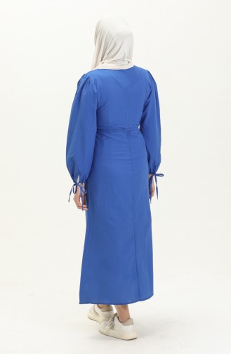 فستان بتصميم ربطة الأكمام 70044-02 أزرق ملكي 70044-02