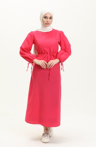 Geripptes Kleid mit Details 70044-03 Fuchsia 70044-03