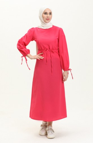 Geripptes Kleid mit Details 70044-03 Fuchsia 70044-03