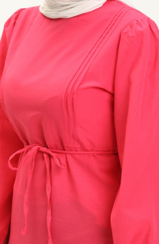 Geripptes Kleid mit Details 70044-03 Fuchsia 70044-03
