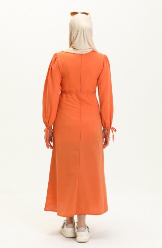 Geripptes Kleid mit Details 70044-05 Orange 70044-05