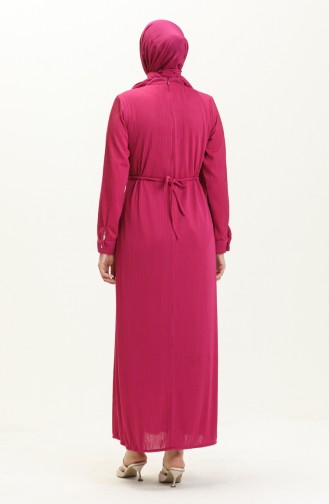 Plissiertes Kleid mit Gürtel 4339-02 Zwetschge 4339-02
