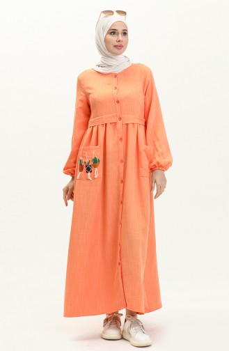 Embroidered Buttoned Dress 24Y8948-04 Orange 24Y8948-04