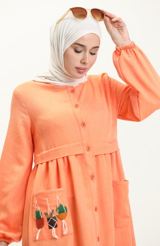 Embroidered Buttoned Dress 24Y8948-04 Orange 24Y8948-04