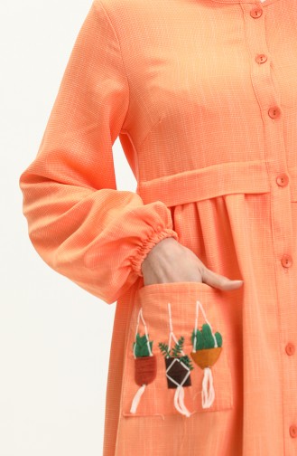 Embroidered Buttoned Dress 24Y8948-04 Orange 24Y8948-04