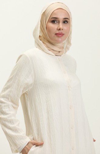 Kapüşonlu Uzun Tunik 24Y8845-05 Ekru