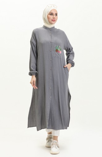 Embroidered Long Tunic 24Y8932-03 Gray 24Y8932-03