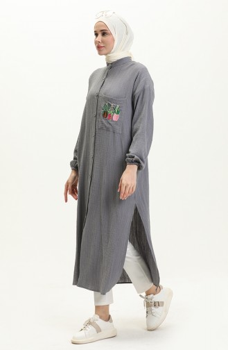 Embroidered Long Tunic 24Y8932-03 Gray 24Y8932-03