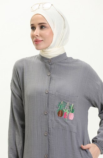 Embroidered Long Tunic 24Y8932-03 Gray 24Y8932-03