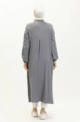 Nakışlı Uzun Tunik 24Y8932-03 Gri