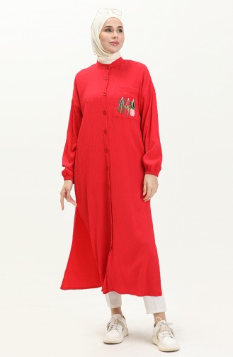 Lange Tunika mit Stickerei 24Y8844-01 Rot 24Y8844-01