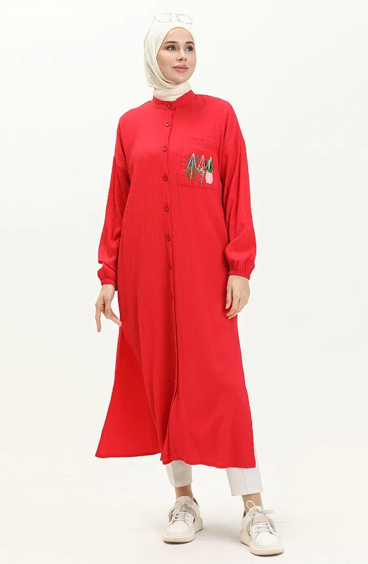 Lange Tunika mit Stickerei 24Y8844-01 Rot 24Y8844-01