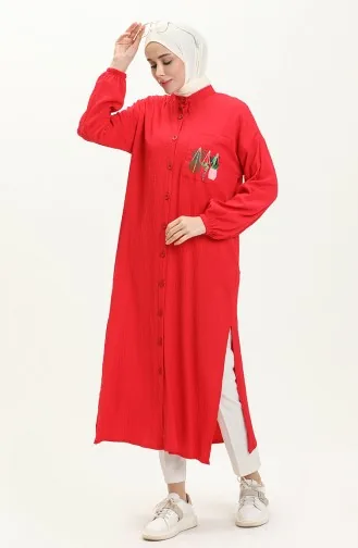 Lange Tunika mit Stickerei 24Y8844-01 Rot 24Y8844-01