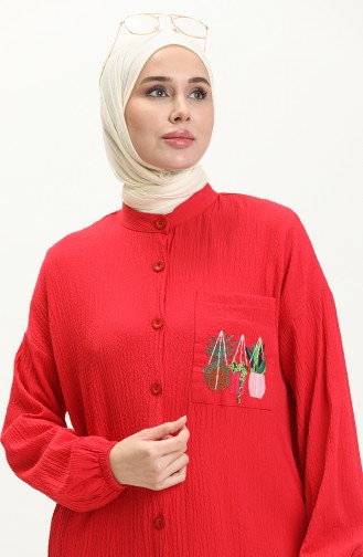 Lange Tunika mit Stickerei 24Y8844-01 Rot 24Y8844-01