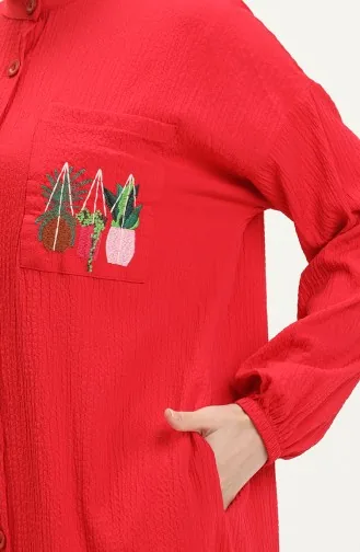 Lange Tunika mit Stickerei 24Y8844-01 Rot 24Y8844-01