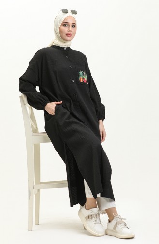 Embroidered Long Tunic 24Y8844-02 Black 24Y8844-02