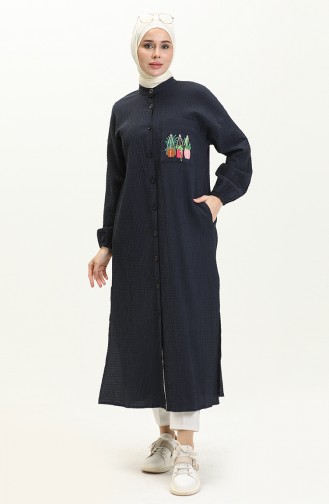 Nakışlı Uzun Tunik 24Y8844-03 Lacivert
