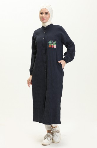 Nakışlı Uzun Tunik 24Y8844-03 Lacivert