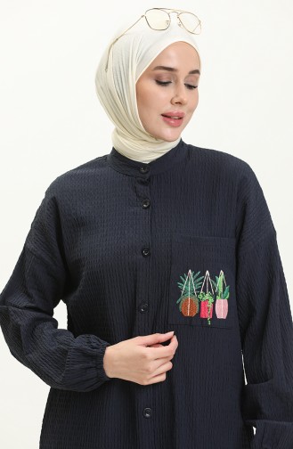 Nakışlı Uzun Tunik 24Y8844-03 Lacivert