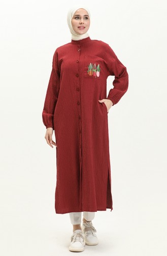 Embroidered Long Tunic 24Y8844-04 Claret Red 24Y8844-04