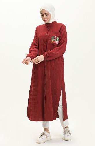 Embroidered Long Tunic 24Y8844-04 Claret Red 24Y8844-04