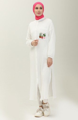 Lange Tunika mit Stickerei 24Y8932-05 Weiß 24Y8932-05