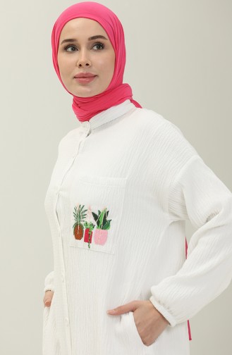 Lange Tunika mit Stickerei 24Y8932-05 Weiß 24Y8932-05