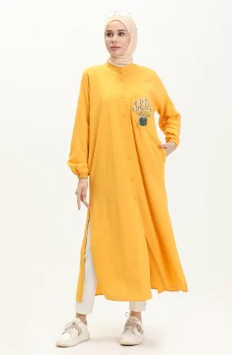 Linen Embroidered Long Tunic 24Y8971-04 Mustard 24Y8971-04