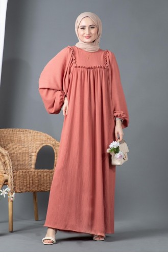 Salmon Hijab Dress 4058