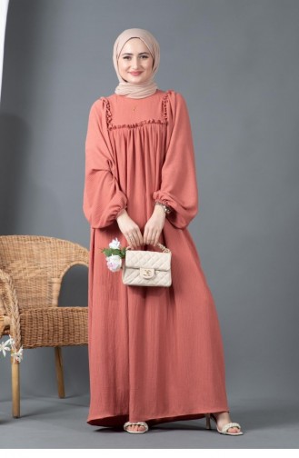 Salmon Hijab Dress 4058