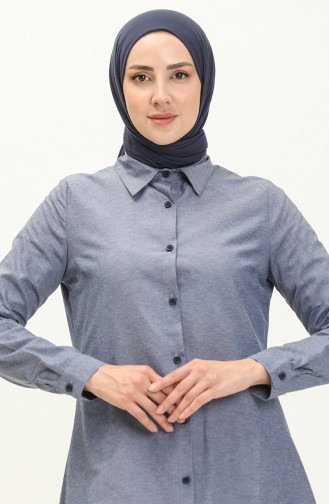 Düğmeli Tunik 2514-06 Gri