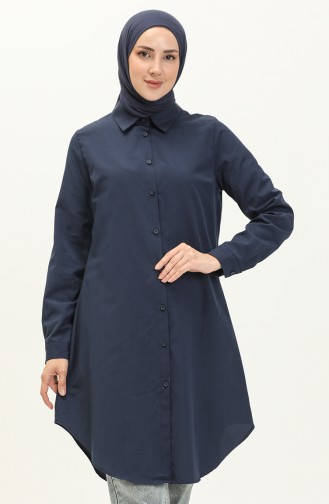 Düğmeli Tunik 2514-09 Lacivert