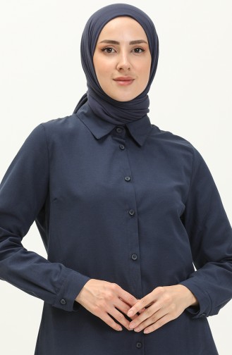 Düğmeli Tunik 2514-09 Lacivert