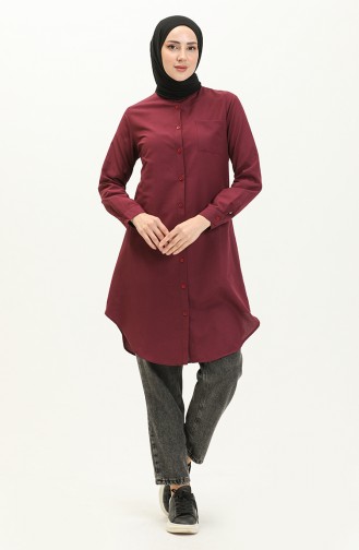 Mandarin Collar Pocketed Tunic 2515-15 Plum 2515-15