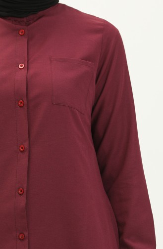 Mandarin Collar Pocketed Tunic 2515-15 Plum 2515-15