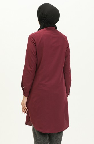 Mandarin Collar Pocketed Tunic 2515-15 Plum 2515-15