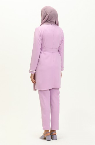 Pearl Detailed Two Piece Suit 70005-04 Lilac 70005-04