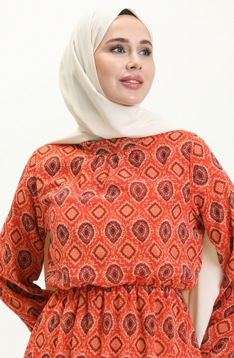 Gemustertes Chiffonkleid 4235-02 Orange 4235-02