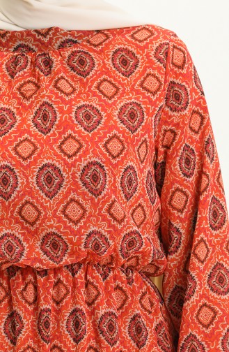 Gemustertes Chiffonkleid 4235-02 Orange 4235-02
