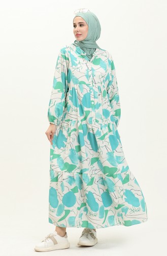 Bat Sleeve Linen Dress 4316-02 Turquoise 4316-02