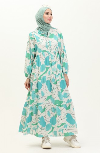 Bat Sleeve Linen Dress 4316-02 Turquoise 4316-02